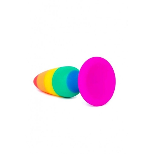 Анальная пробка радужного цвета Wooomy Hiperloo Silicone Rainbow Plug размер M - 2