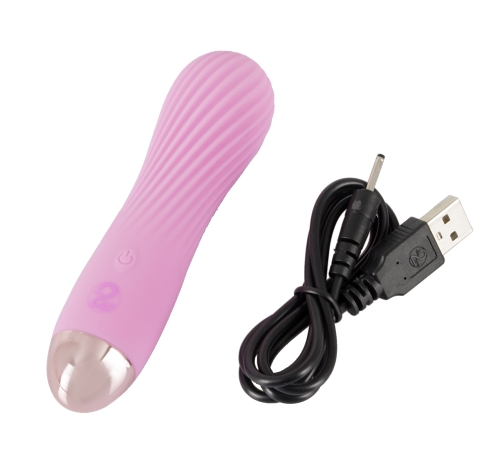 Вибропуля ребристая для клитора розового цвета Soft Silicone Cuties Mini Vibrator - 8