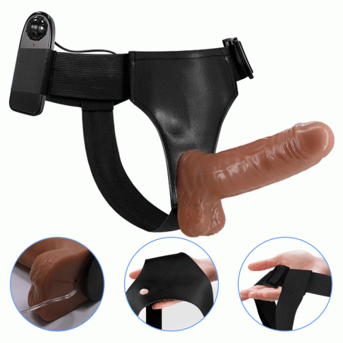 Страпон с вибрацией на ремне коричневый Ultra Passionate Harness Realdeal Penis 6.2 - 15