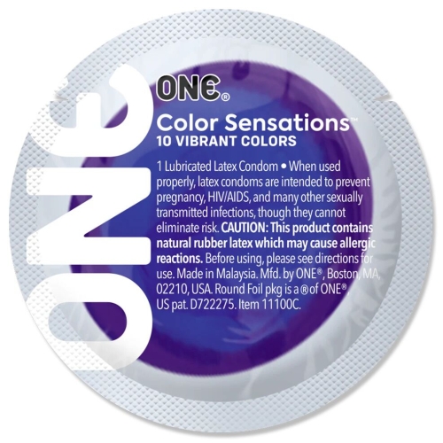 Презерватив із натурального латексу бузкового кольору ONE Color Sensations Struck 1 штука - 2