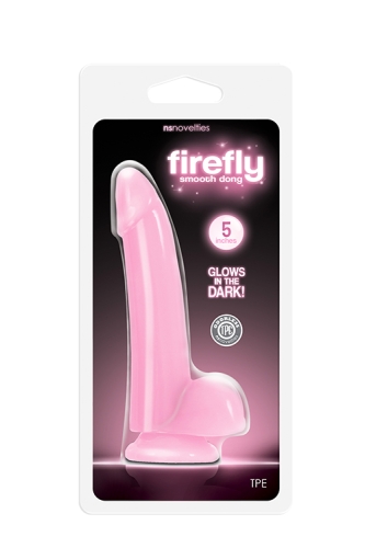 Фаллоимитатор светящийся реалистичный на присоске розового цвета NS Novelties Firefly smooth glowing dong - 2