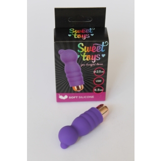 Міні вібратор ребристий з опуклостями силіконовий для клітора SWEET TOYS Фіолетовий L 6,5 см d 2,5 см зі знімною вібропулею