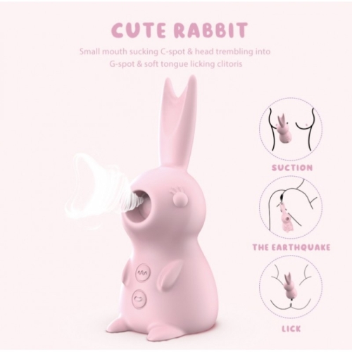 Вакуумный вибратор кролик 3 в 1 розовый Cnt Kissing Bunny - 2