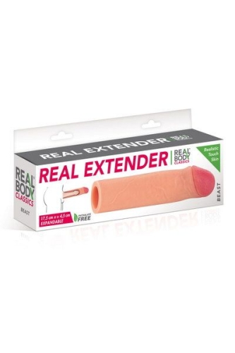 Удлиняющая насадка на пенис с закрытой головкой Real Body Real Extender BEAST - 3