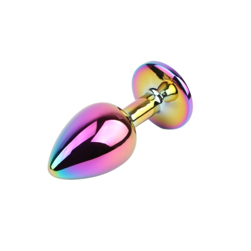 Анальная пробка металлическая хамелеон с радужным камушком Chisa Jewelled Metel Butt Plug - 2
