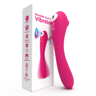 Вакуумный двойной клиторальный  стимулятор розового цвета вибратор Bendable Sucking Vibrator