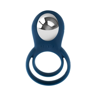Эрекционное виброкольцо на член двойное силиконовое синее Boners Vibrating Double Cock Ring