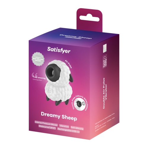 Вакуумный клиторальный стимулятор белый с черным Satisfyer Dreamy Sheep - 5