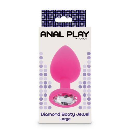 Анальная пробка розового цвета с фиолетовым кристаллом Toy Joy размер Large - 4