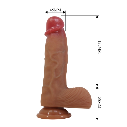 Силіконовий фалоімітатор реалістичний на присосці LYBAILE PRETTY LOVE Dwell 7.6&amp;quot; Super Soft Liquid Silicone - 8