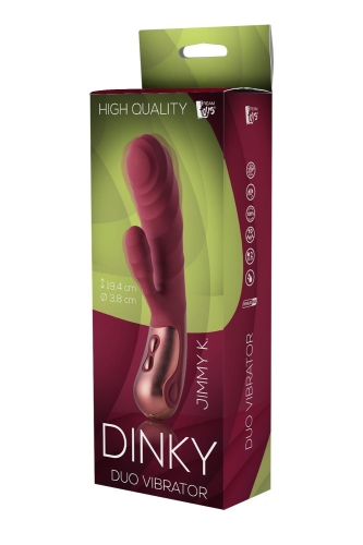 Вибратор с отростком для клитора красного цвета Dream Toys DINKY DUO VIBRATOR JIMMY K - 4
