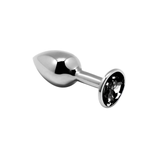 Металлическая анальная пробка с черным кристаллом Alive Mini Butt Plug S размер