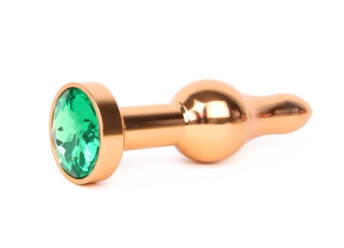 Золотая анальная пробка JEWELRY зеленый кристалл L 10,3 см D 2,8 см - 1