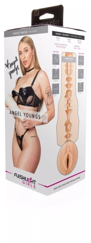 Мастурбатор в колбе со слепка вагины порноактрисы Angel Youngs телесного цвета Fleshlight Sweetness - 6