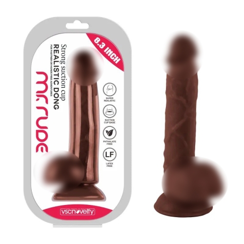 Фаллоимитатор релаистик на присоске Mr. Rude Realistic Dong Brown 8.3 коричневый - 1