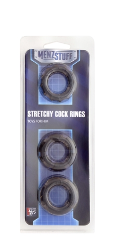Набір ерекційних кілець для пеніса чорні MENZSTUFF STRETCHY cock RINGS - 2