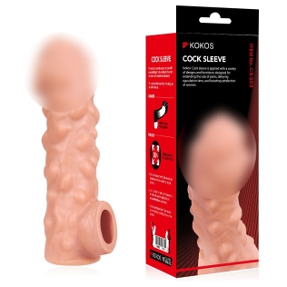 Насадка на член з отвором для мошонки тілесного кольору Kokos Cock Sleeve CS 003 розмір L