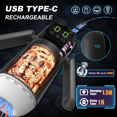 Автоматический мастурбатор с вибрацией вакуумом и управлением через Bluetooth черный FOXSHOW M510 APP - 5