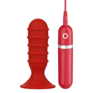 Анальная вибропробка красная Dream Toys Menzstuff Ribbed Torpedo
