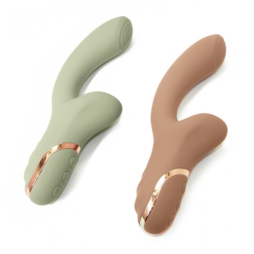 Вібратор точки G з вакуумним стимулятором клітора бежевий Sweet Em Velvet Lure - 7