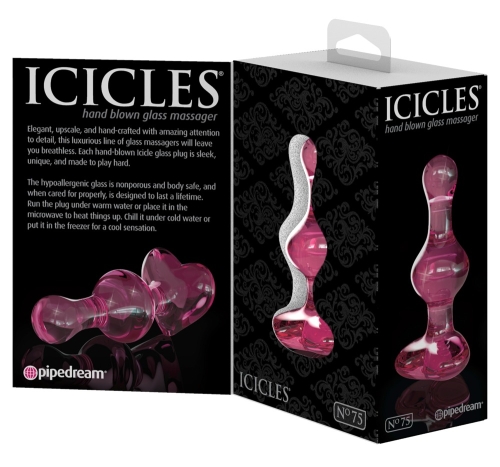 Анальна скляна пробка серця рожевого кольору Pipedream Icicles 75 - 6