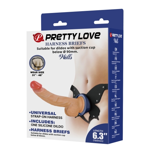 Страпон ременной реалистичный женский силиконовый телесный Lybaile Pretty Love Wells 6.3 Dildo with Harness Briefs - 13