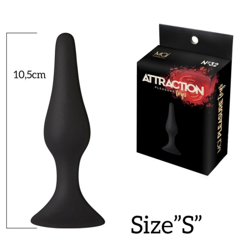 Анальна пробка на присоску чорна MAI Attraction Toys довжина 10,5 см діаметр 2,5 см - 2