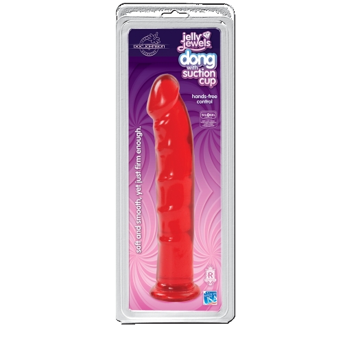 Фалоімітатор на присоску з гелевим покриттям Doc Johnson Jelly Jewels-Dong with Suction Cup-Red - 2