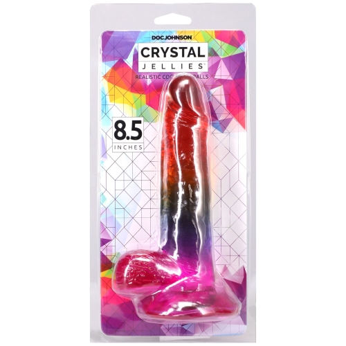 Фалоімітатор реалістичний на присосці райдужний Doc Johnson Crystal Jellies - Realistic cock with balls 8.5 - 5