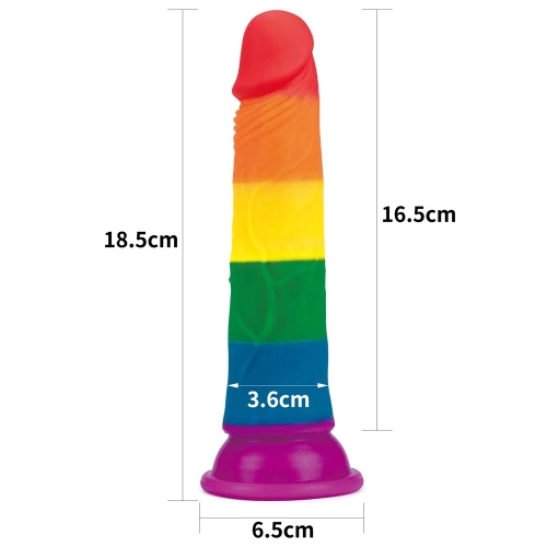 Фаллоимитатор силиконовый радуга реалистик с мошонкой на присоске Lovetoy Prider - 2