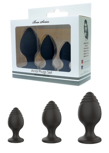 Анальні пробки чорного кольору 3 штуки BOSS of TOYS Boss Series Anal Plugs - 1