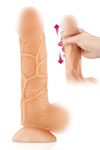 Фаллоимитатор 15,5 см/4,5 см суперреалистичный с подвижной крайней плотью Real Body - Real Brad из киберкожи на присоске - 1