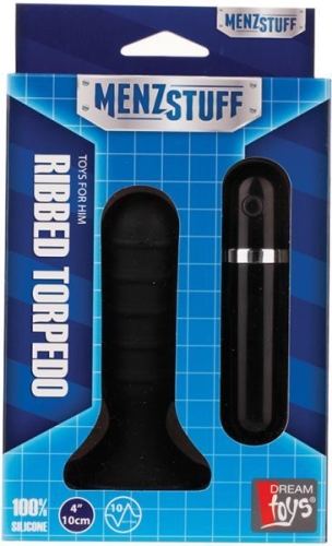 Анальный вибромассажер MENZSTUFF Ribbed Torpedo SMALL - 1
