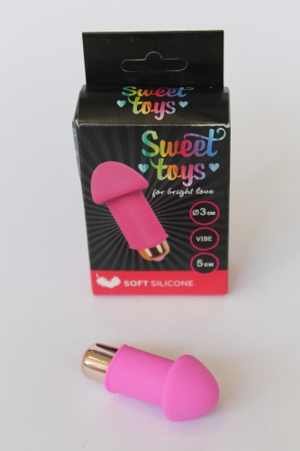 Міні вібратор силіконовий для клітора SWEET TOYS Рожевий L 5 см d 3 см зі знімною вібропулею - 1