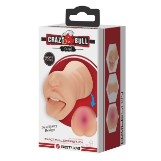 Мастурбатор з двома входами Ротик та вагін тілесного кольору LyBaile Crazy Bull Sarah soft skin