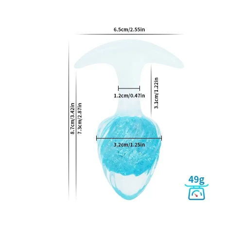 Анальная пробка силиконовая голубая Liebe Seele Icecream-shaped Crystal Anal Plug размер Small - 2