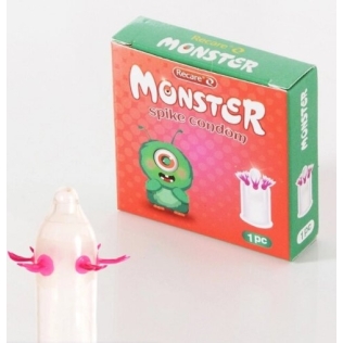 Презерватив прозорого кольору з малиновими вусиками Recare Monster Zee 1штука