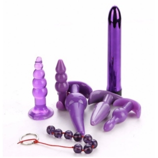Універсальний набір анальних іграшок 7 в 1 Sex Suit Safety Silicone фіолетовий