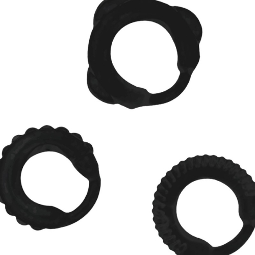 Набор эрекционных колец на член силиконовых черного цвета Addicted Toys C-Ring Set For Penis - 3