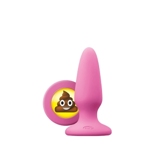 Анальний силіконовий затор рожевого кольору із заглушкою смайликом NS Novelties Mojis ily sht medium