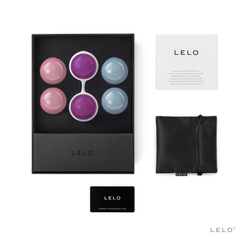 Вагинальные шарики силиконовые розового синего и фиолетового цвета Lelo Plus 6 штук - 4