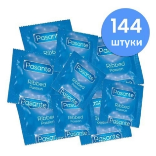 Презервативы с ребристой структурой из натурального латекса Pasante Ribbed Passion 144 штуки