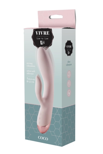 Вібратор із відростком для клітора тілесного кольору Dream Toys VIVRE DUO VIBE COCO - 2