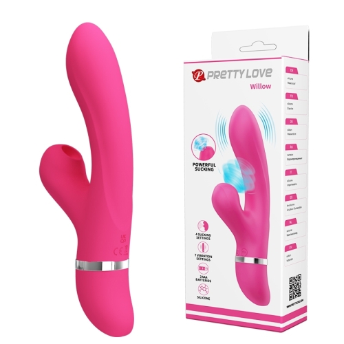 Кролик вібратор для точки G з вакуумним стимулятором рожевий Lybaile PRETTY LOVE Willow - 1