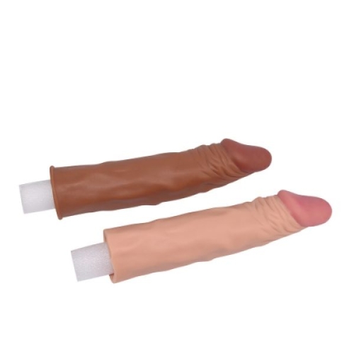 Супер реалистичная удлиняющая насадка на член Lovetoy телесный - 3