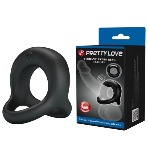 Эрекционное виброкольцо на член двойное черное LYBAILE Elliott Vibrant Penis Ring Black - 1