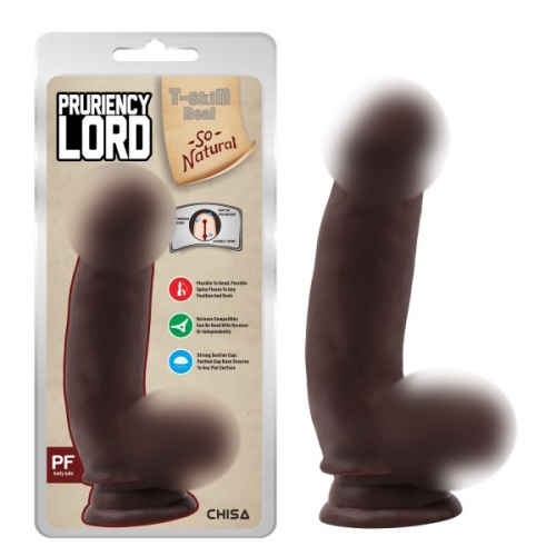 Фаллоимитатор реалистичный на присоске темно коричневого цвета Chisa Pruriency Lord - 1