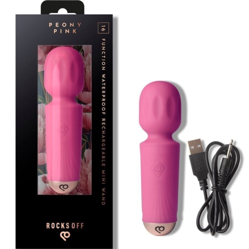 Рожевий масажер у вигляді мікрофона Rocks Off Mini Wand Peony - 5