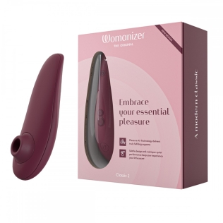 Вакуумный стимулятор для клитора бордового цвета Womanizer Classic 2