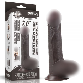 Фаллоимитатор реалистичный на присоске черный Lovetoy 7 Sliding Skin Dual Layer Dong